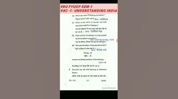 FYUGP VAC-1-Understanding India Set-3  VBU With Answer Key