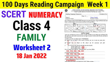SCERT Class 4 Maths (NUMERACY) Week 1 Worksheet 2 | Class 4 Reading Campaign Week 1