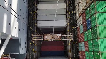 Container crane action on the M/V IKARIA