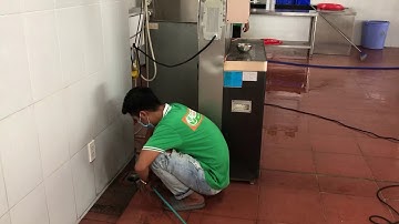 Thông tắc cống nước thải nhà ăn bằng máy áp lực nước