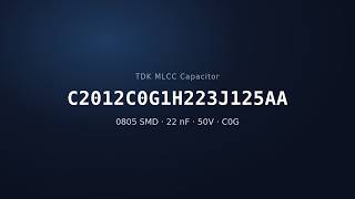 TDK C2012C0G1H223J125AA 22nF 50V C0G MLCC Capacitor | 0805 SMD TDK C2012C0G1H223J125AA 22nF 50V C0G MLCC Capacitor | 0805 SMD
