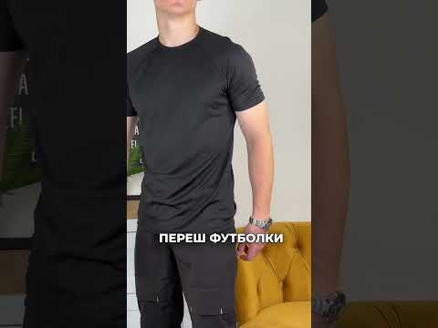 Футболка чоловіча приталена теніска дихаюча ergo чорна, видео 1
