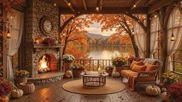 Cozy Autumn Day with Fireplace Sounds 🍁 Relaxing Piano Music for Study and Relax