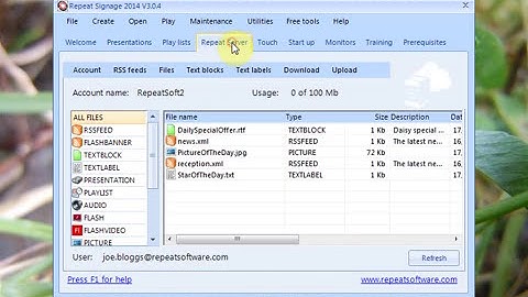 Uploading pictures to a free RepeatServer.com account and using them in Repeat Signage 2014