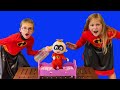 Incredibles 2 Baby Jack Jack Goes Missing with the Assistant Babysitting with PJ Masks Cave Hunt