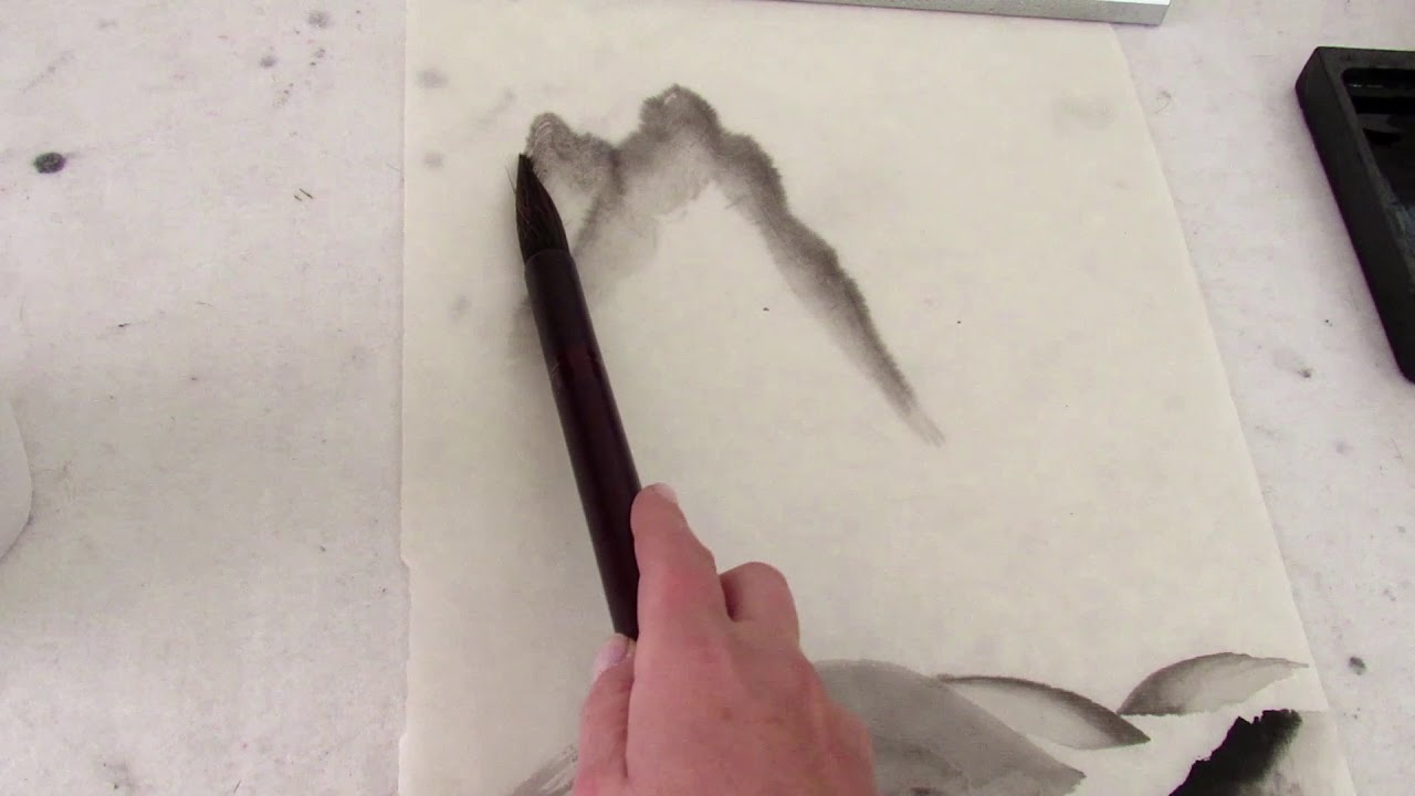 Paisaje tradicional en tinta (Sumi-e)