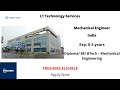 Lt technology services  freshers  mechanical engineer  diploma be btech  mechanical  india