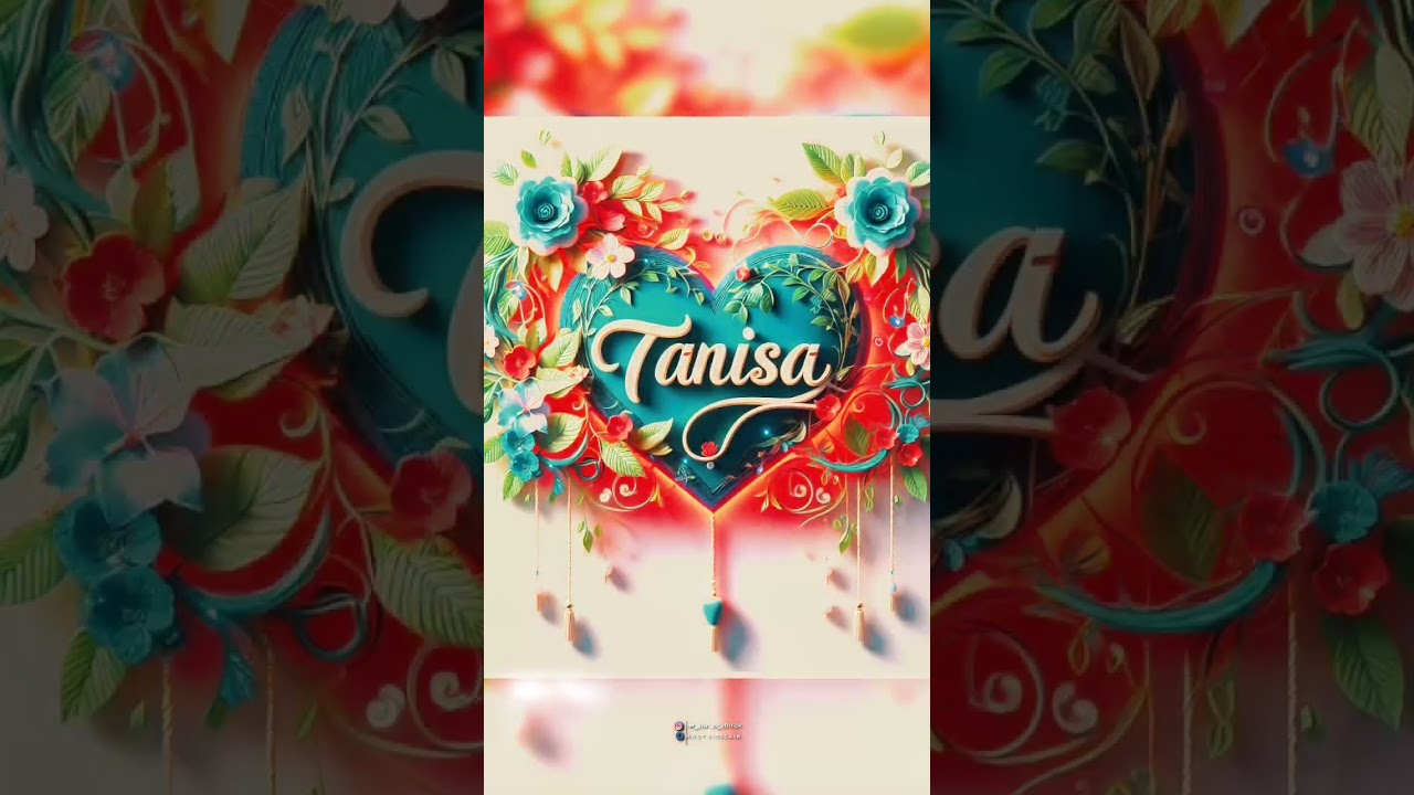 Name Art Photo Editing Beautiful Name Tanisa heart decorated with white blue red flowers and white