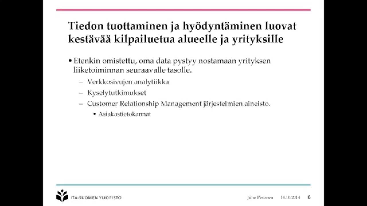 Avoin data matkailuyrityksen liiketoiminnassa ja matkailualan kehittämisessä - Juho Pesonen