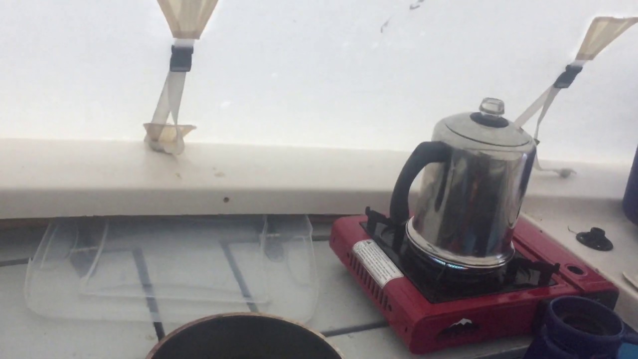 Morning in the boat tent