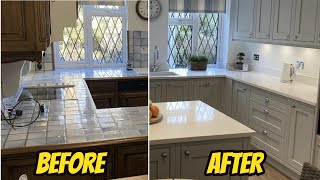 Before & After Kitchen Home Renovation  DIY Kitchens Dove Grey, Quartz Worktop, Amtico Flooring