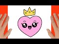 How to Draw a Cute Heart Wearing a Beautiful Crown - Easy Drawing of a Heart