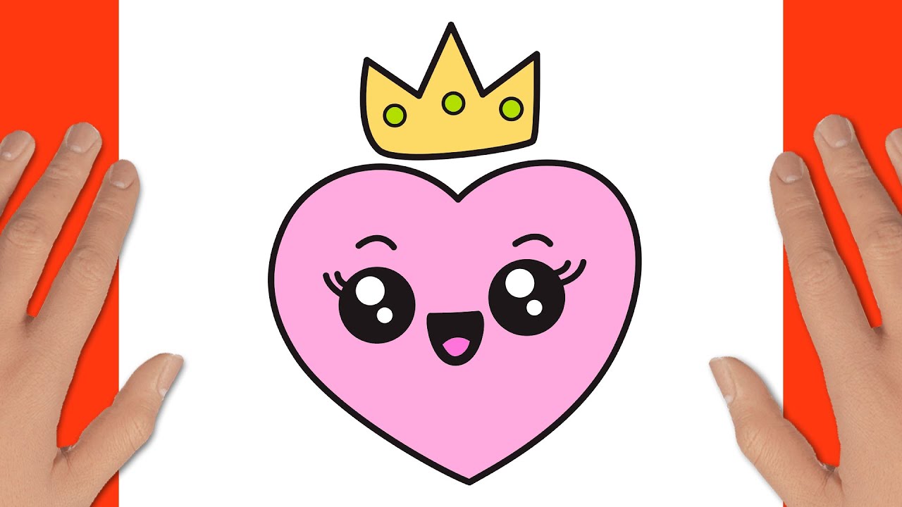 How to Draw a Cute Heart Wearing a Beautiful Crown - Easy Drawing of a ...