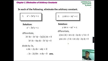 My 3rd Video (Differential Equations: Elimination of  Arbitrary Constant)