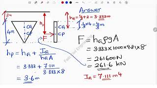 Hydrostatic Force on the plane surface  - Hydraulics Example 2