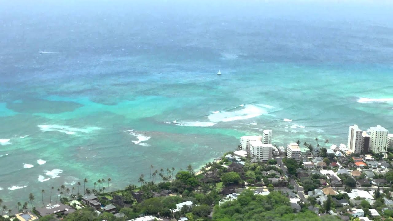 Waikiki Beach and the Coastline of O'ahu from Diamond.