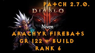 Diablo III Witch Doctor Arachyr Firebats GR 122 + Build  - Rank 6 (Patch 2.7.0. Season 23)