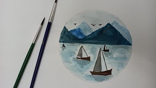 How to drow an easy scenery of natura ||  طريقة رسم منظر طبيعي سهل للمبتدئين