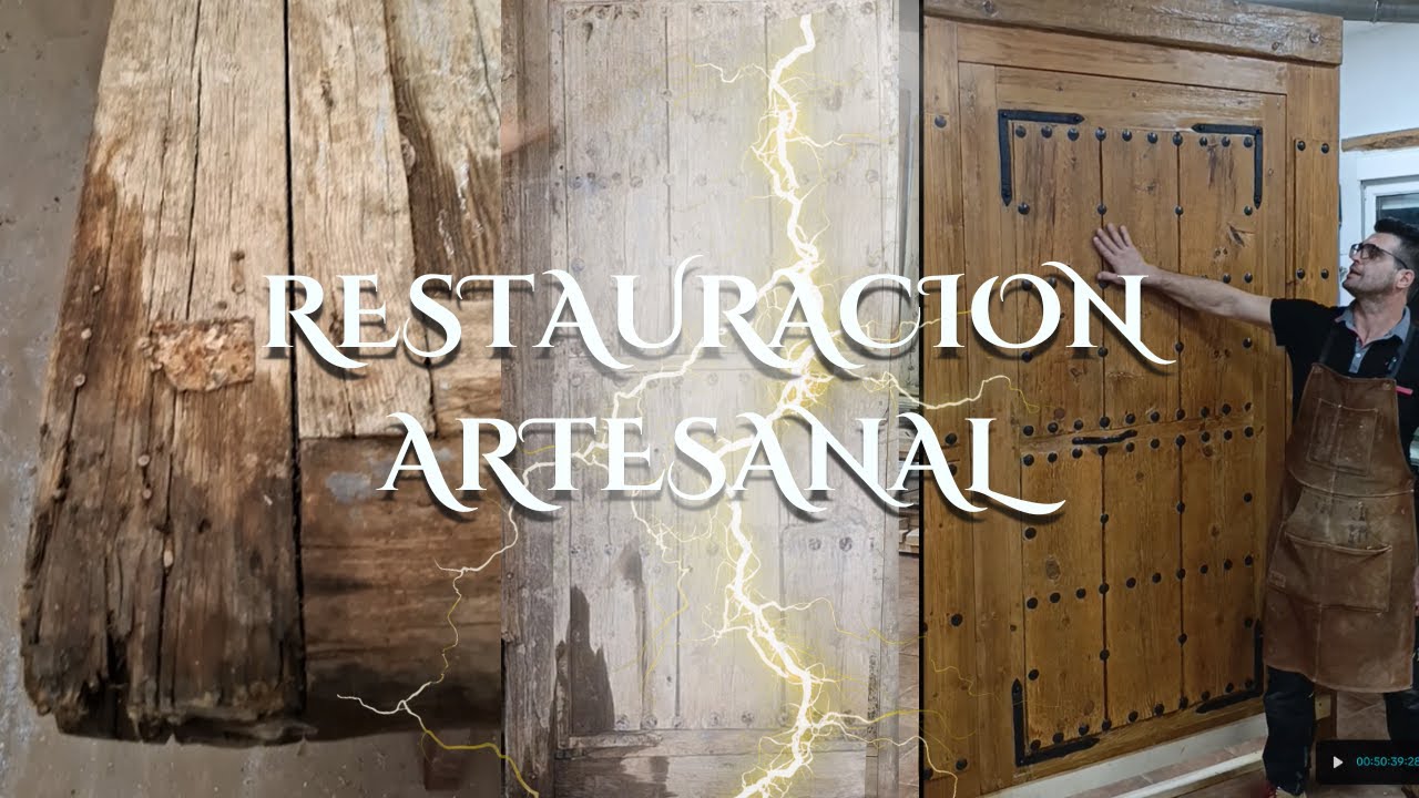 Puerta antigua de 200 años restaurada y rehabilitada  paso a paso  Carpintería tradicional