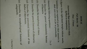 Vbu sem 1,Botany generic questions paper, session 2018-21,ug, all colleges under vbu Botany generic