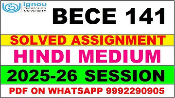BECE 141 solved assignment 2025-26 in Hindi || bece 141 solved assignment 2026 || bece141 2025-26