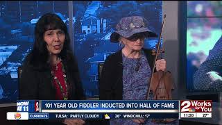 101-year-old fiddler Violet Hensley visits 2 Works for You