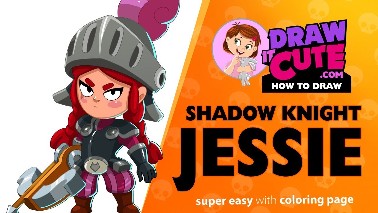 How To Draw Shadow Knight Jessie Brawl Stars Super Easy Drawing Tutorial With Coloring Page Youtube - brawl stars jessie to colour