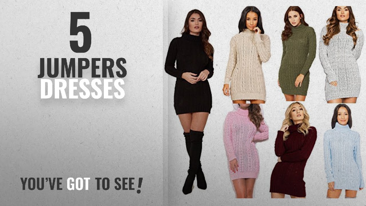 Top 10 Jumpers Dresses [2018]: Red Olives® New Womens High Polo Neck Chunky Cable Knitted Jumper