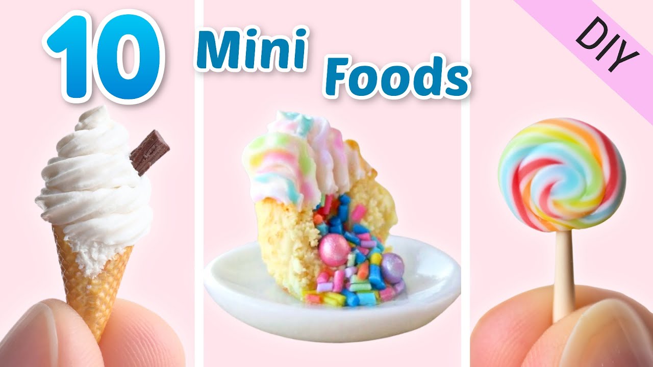10 Tiny & Realistic Miniature Foods | Polymer Clay Tutorials 🍭 - YouTube