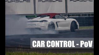 718 Spyder flat out at the racetrack and drifting