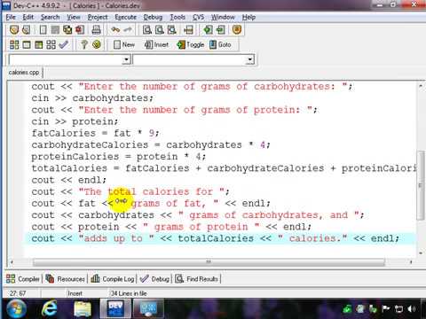 C++ Food Calorie Calculation Program