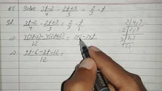Solve: 3t-2 upon 4 - 2t+3 upon 3 = 2 upon 3 - t | Class 8 Ex 2.5 q 5