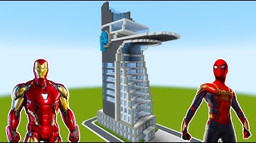 Minecraft Tutorial: How To Make "Stark Tower" from "Spiderman No Way Home" "Avengers Tower"