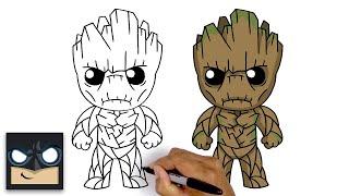 How To Draw Groot | Guardians of the Galaxy