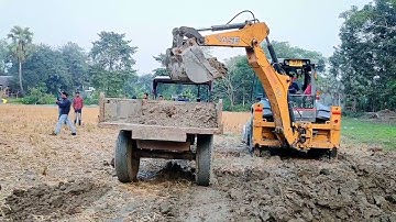 JCB 3dx Xpert loading Field Mud | Eicher 485 Tractor | Mahindra 275 Di with Trolley | Pramods Life