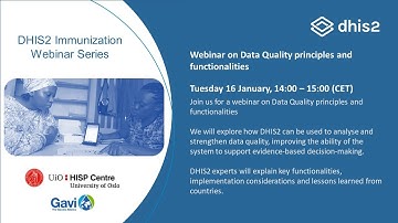 Webinar on Data Quality principles and functionalities