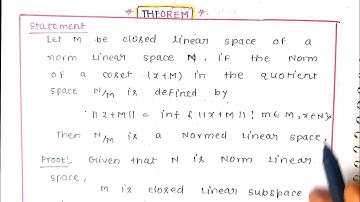 Quotient space // Most important theorem //Functional analysis//