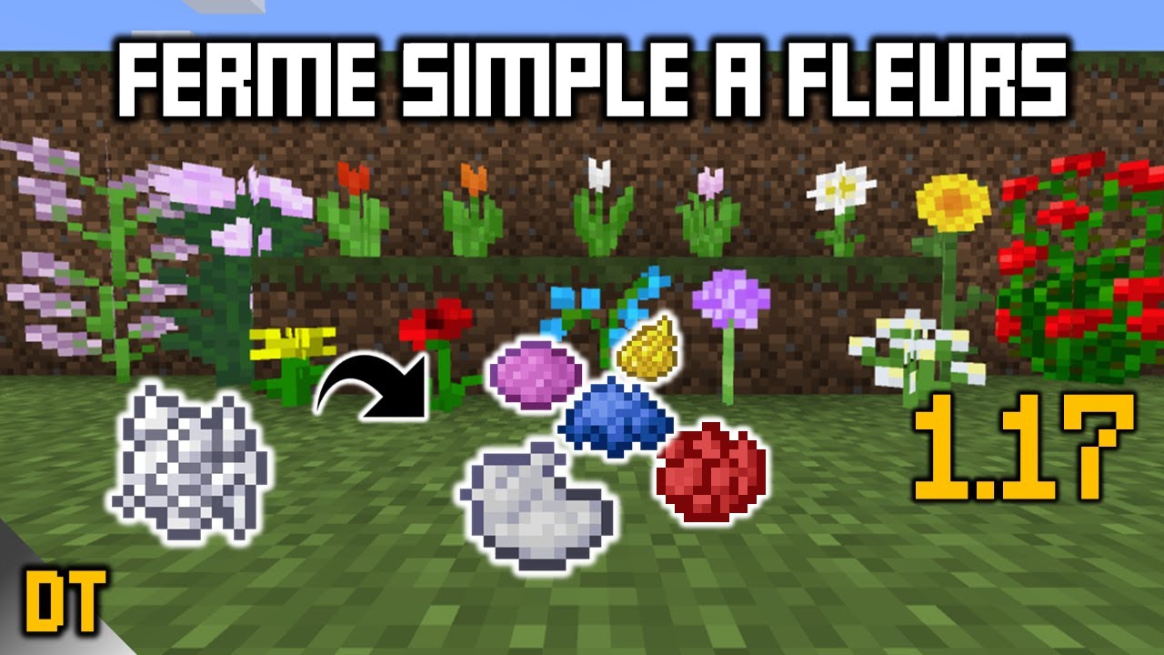 FERME FACILE A FLEURS : MINECRAFT 1.17 GUIDE - YouTube