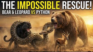 The IMPOSSIBLE Alliance: Black Leopard & Giant Bear Unite to KILL Massive Snake! 😱#blackleopard
