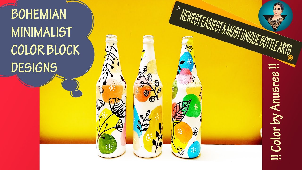 3 Best Glass Bottle Painting / Best Boho Art on Glass Bottle/ 3 Easy