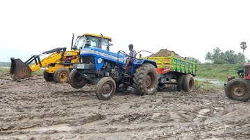 JCB 3dx | jcb excavator vs sonalika Di-745iii tractor  Sand loading videos