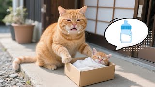 Anne kedi sokakta zavallı bir yavru kedi buldu, evde yavru kediye baktı ve ona kaplan şapkası yaptı🐯