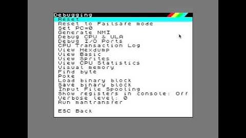 ZEsarUX emulator - running Chloe 280SE MMU "dancer" test on Prism