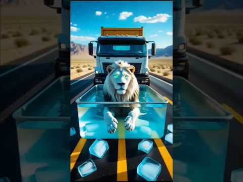 The hungry lion ran away from home and brought a truck full of ice for grandmother#ai #cow#aistory