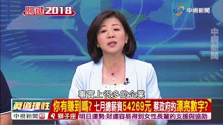 你有賺到嗎 七月總薪資54269元 蔡政府的漂亮數字part4│兩岸一定旺 關鍵2018 20180912