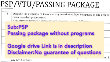 VTU PSP 2nd sem exam|Passing package|Sept 22|only for students who struggle to clear|No guarantee
