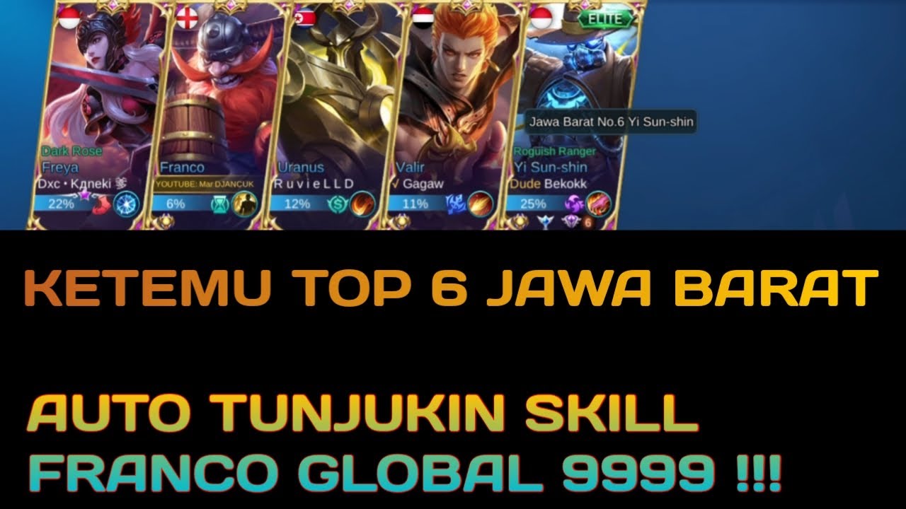 Ketemu Top 6 Jawa Barat Auto Tunjukin Skill Franco Global 9999 Game Play Franco Mobile Legend Youtube