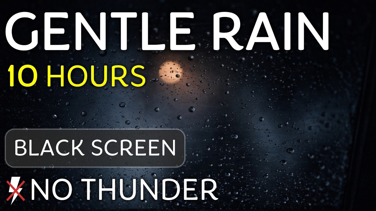 Gentle Rain At Night (10 hours) Black Screen l No Thunder For Deep Sleep