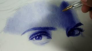 Emma Watson Drawing || Blue Ballpoint Pen Portrait | Time-lapse