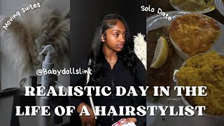 Day in The Life of a Hairstylist | Quickweave tutorial, Moving Suites, Solo Date...